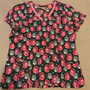 Pink and Gray Owl Scrub Top🦉